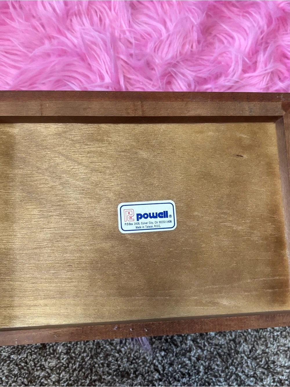 Vintage Powell Burl Wood Jewelry Box Mirror Drawer Necklace Hooks Taiwan